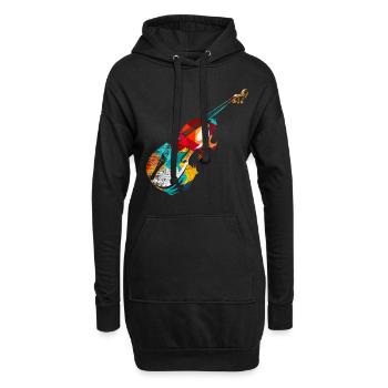 Contrebasse violon - Sweat-shirt à capuche long Femme - noir - Devant