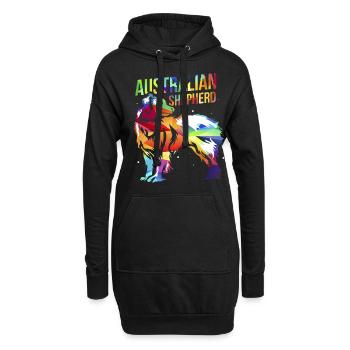 Australian Shepherd - Hoodie-Kleid - Schwarz - Vorne