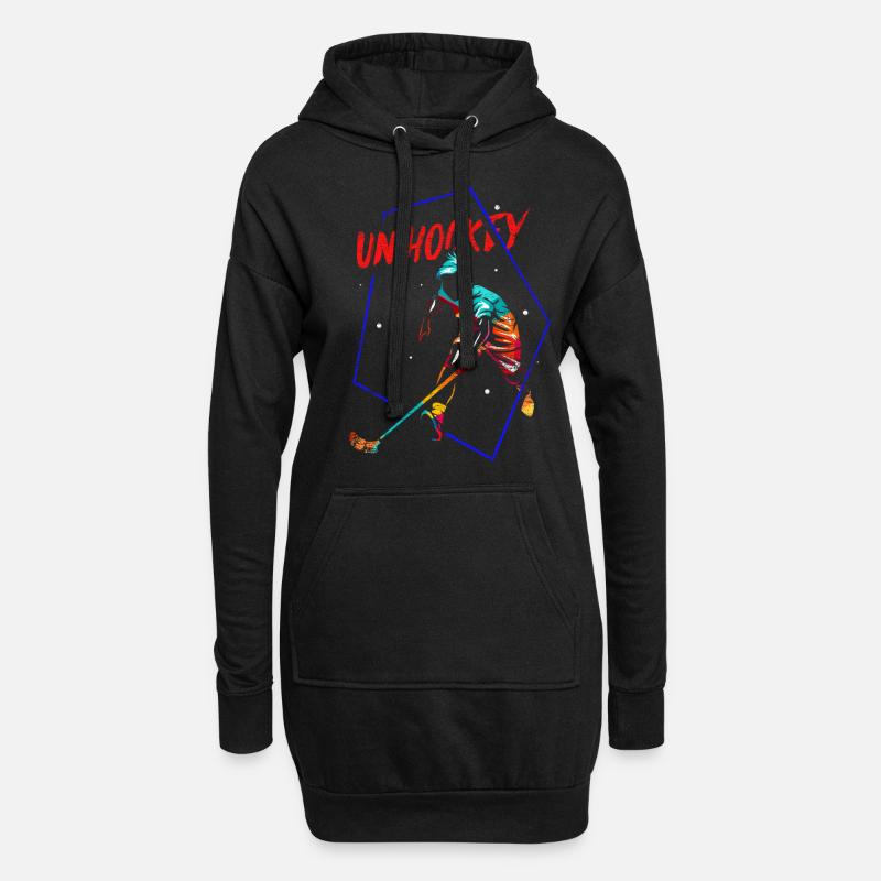 Floorball Geschenk - Hoodie-Kleid - Schwarz