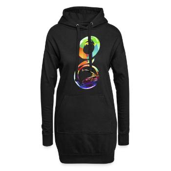 sousaphone - Sweat-shirt à capuche long Femme - noir - Devant