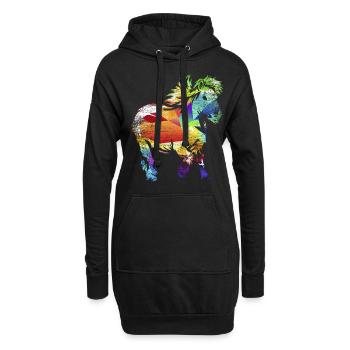Shetlandpony Geschenk - Hoodie-Kleid - Schwarz - Vorne