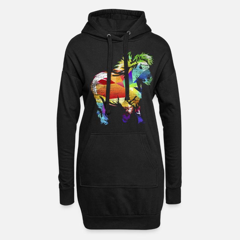 Shetlandpony Geschenk - Hoodie-Kleid - Schwarz