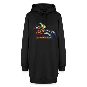 Cadeau cheval complet - Sweat-shirt à capuche long Femme - noir - Devant