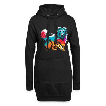 Shetland Chien de berger Cadeau - Sweat-shirt à capuche long Femme - noir - Devant