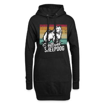 Shetland Chien de berger Cadeau - Sweat-shirt à capuche long Femme - noir - Devant
