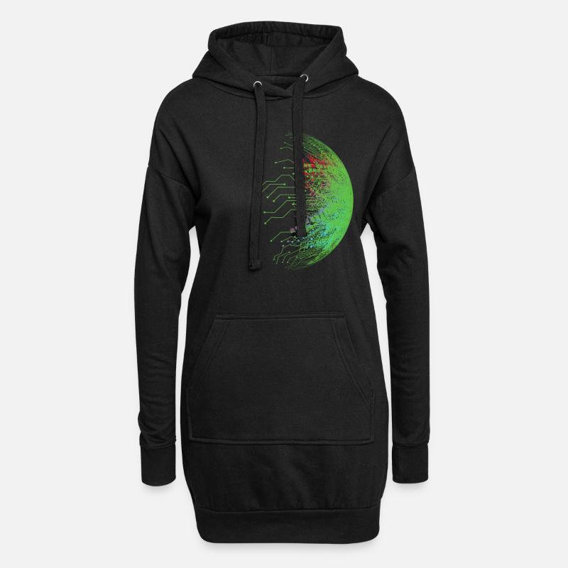 Binär Code - Hoodie-Kleid - Schwarz