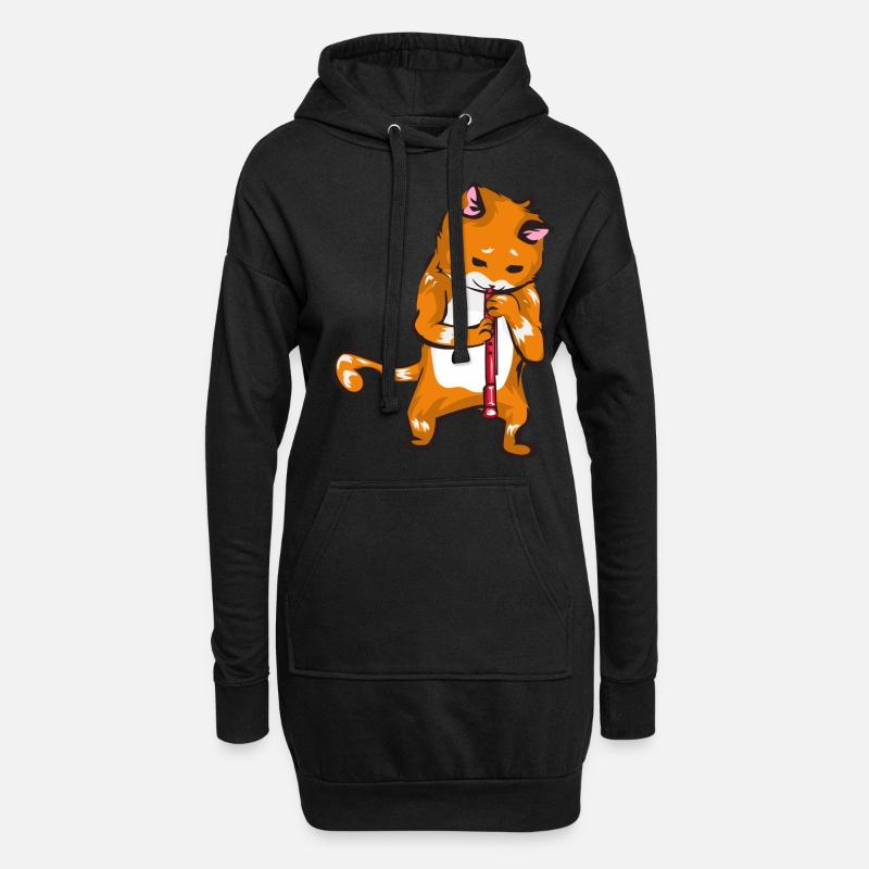 Oboe Katze - Hoodie-Kleid - Schwarz