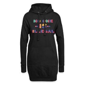 Personne n’est illégal, réfugié, slogan - Sweat-shirt à capuche long Femme - noir - Devant