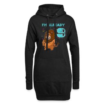 Lion 9e anniversaire anniversaire des enfants - Sweat-shirt à capuche long Femme - noir - Devant