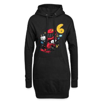 Rennfahrer Autorennen 6. Geburtstag - Hoodie-Kleid - Schwarz - Vorne