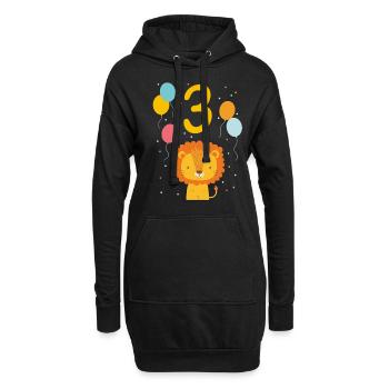 3e anniversaire T-shirt de l’anniversaire Lion troisième - Sweat-shirt à capuche long Femme - noir - Devant