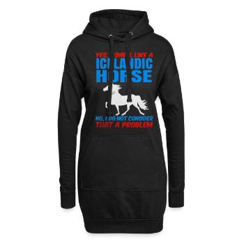 Cheval islandais - Sweat-shirt à capuche long Femme - noir - Devant