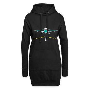 Flugzeug. - Hoodie-Kleid - Schwarz - Vorne