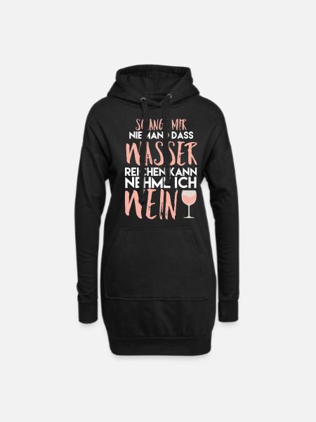 Wein Spruch - Hoodie-Kleid - Schwarz