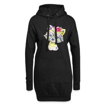 raton laveur - Sweat-shirt à capuche long Femme - noir - Devant