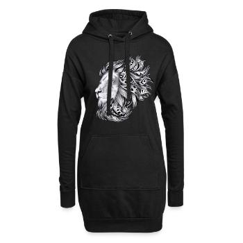 Maori Tattoo Style Löwe Leo Sternzeichen Tribal - Hoodie-Kleid - Schwarz - Vorne