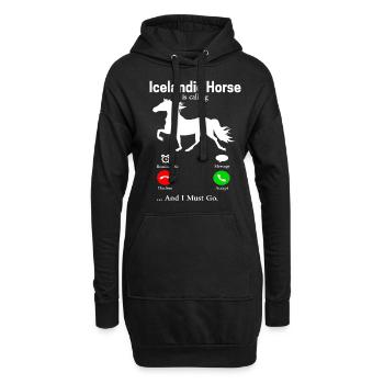 Cheval islandais - Sweat-shirt à capuche long Femme - noir - Devant