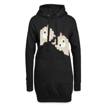 Cadeau drôle de lama alpaga - Sweat-shirt à capuche long Femme - noir - Devant