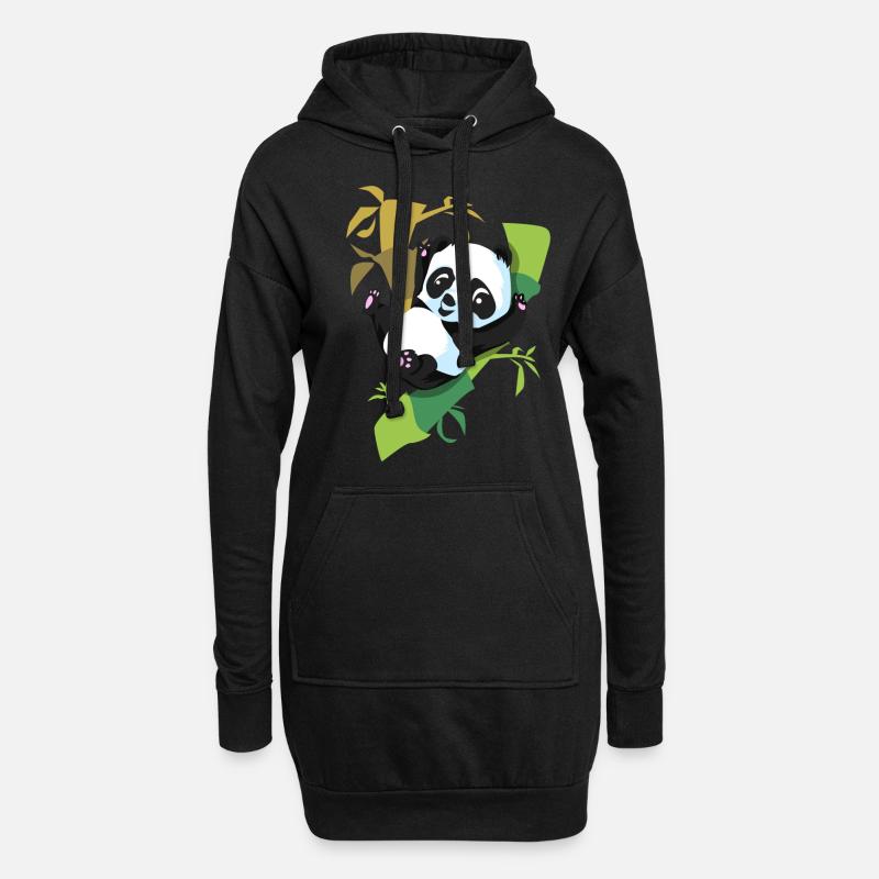Panda - Hoodie-Kleid - Schwarz