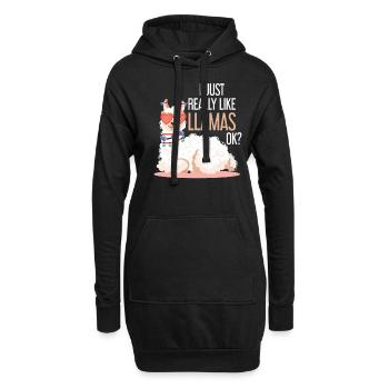 Lama - Hoodie-Kleid - Schwarz - Vorne
