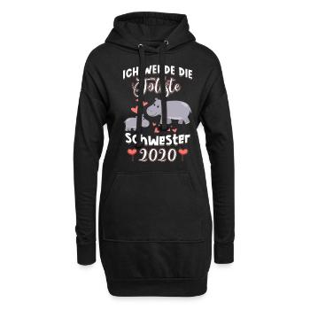 Ich werde die tollste Schwester 2020 Nilpferd - Hoodie-Kleid - Schwarz - Vorne