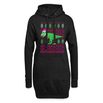 Lustiger Santa T-Rex - Hoodie-Kleid - Schwarz - Vorne