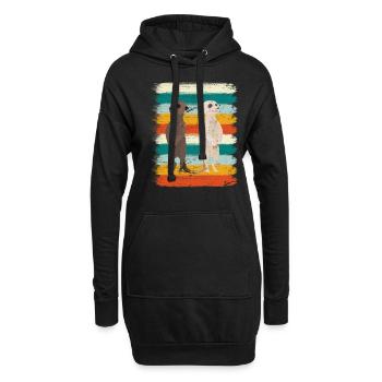 Retro Erdmännchen - Hoodie-Kleid - Schwarz - Vorne