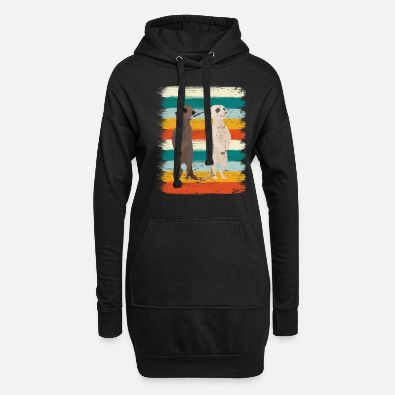 Retro Erdmännchen - Hoodie-Kleid - Schwarz