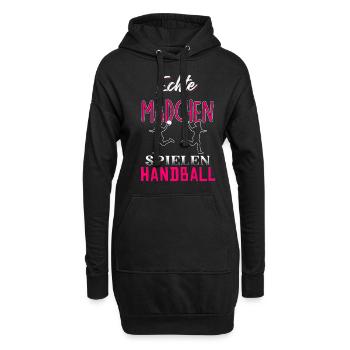 Echte Mädchen spielen Handball - Hoodie-Kleid - Schwarz - Vorne