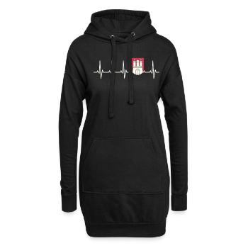 Hamburg Wappen Herzschlag EKG für Hamburger - Hoodie-Kleid - Schwarz - Vorne