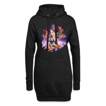 Espace de chat de chats de pizza de chats de laser - Sweat-shirt à capuche long Femme - noir - Devant