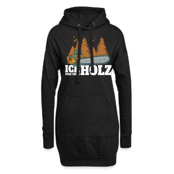 ich und mein Holz - Kettensägen Holz Holzfäller - Hoodie-Kleid - Schwarz - Vorne