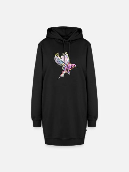 Vogel - Hoodie-Kleid - Schwarz