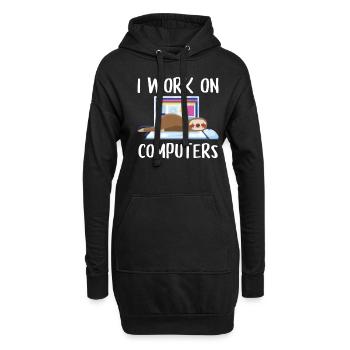 I work on computers Computer Progammierer Geschen - Hoodie-Kleid - Schwarz - Vorne