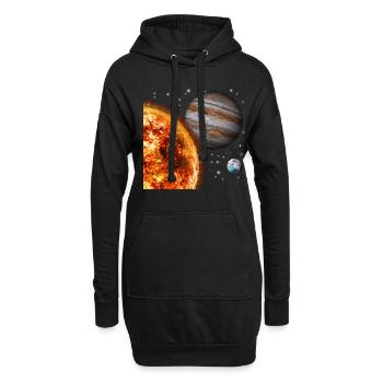 Weltraum - Hoodie-Kleid - Schwarz - Vorne