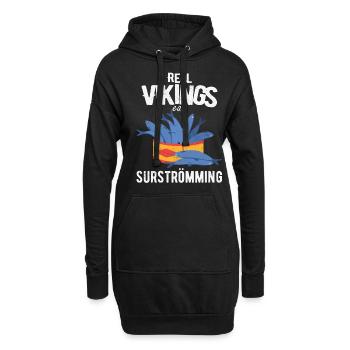 Surströmming Scandinavie Suède Viking - Sweat-shirt à capuche long Femme - noir - Devant