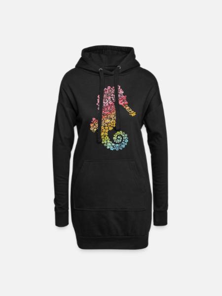 Seepferdchen - Hoodie-Kleid - Schwarz