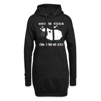Menschen Sind Anstrengend Lämmer Spruch Lamm Schaf - Hoodie-Kleid - Schwarz - Vorne