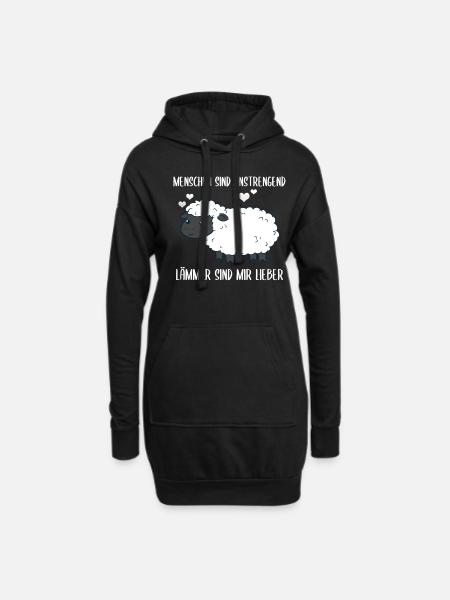 Menschen Sind Anstrengend Lämmer Spruch Lamm Schaf - Hoodie-Kleid - Schwarz
