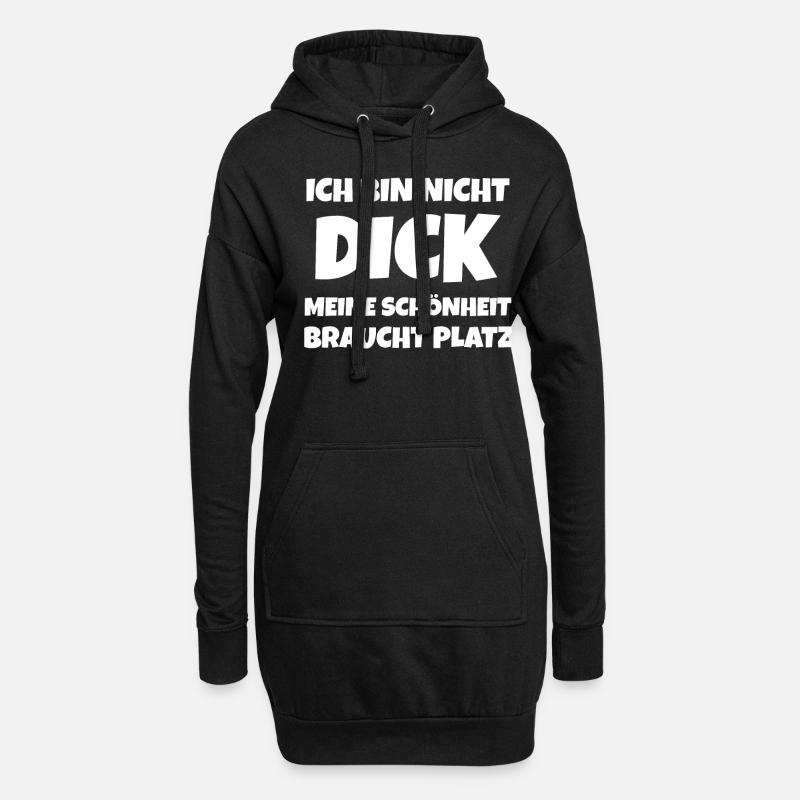 Ich bin nicht Dick - Hoodie-Kleid - Schwarz