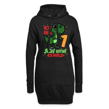 Dinosaurier Erster Geburtstag Trex 1 Feiern - Hoodie-Kleid - Schwarz - Vorne