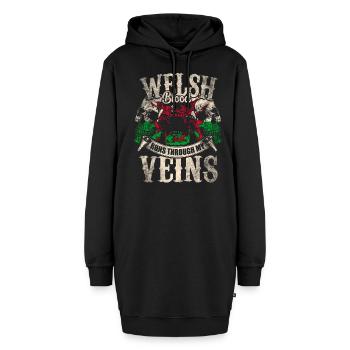 Wales - Hoodie-Kleid - Schwarz - Vorne