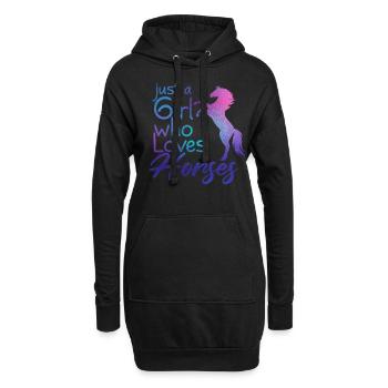 Une fille qui aime les chevaux - Sweat-shirt à capuche long Femme - noir - Devant