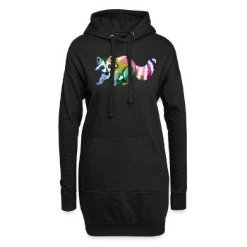 Waschbär Niedliches Tier - Hoodie-Kleid - Schwarz - Vorne