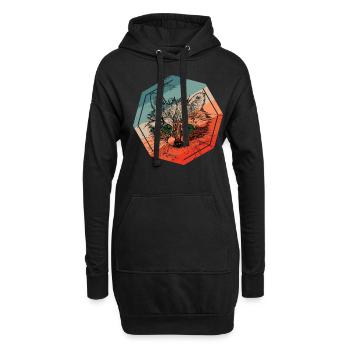 Waschbär Bär - Hoodie-Kleid - Schwarz - Vorne