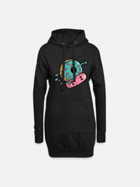 Donut Skateboard Skateboarden - Hoodie-Kleid - Schwarz