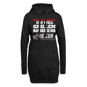 Ich will Grillen man bringe mir die Kuh - Hoodie-Kleid - Schwarz - Vorne