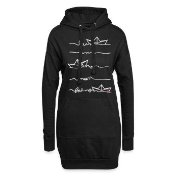Papierschiff Meer Papierboot Papierschiffchen - Hoodie-Kleid - Schwarz - Vorne