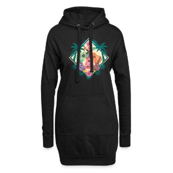 Ukulele Musik Hawaii Tropischer Feiertag Aloha - Hoodie-Kleid - Schwarz - Vorne