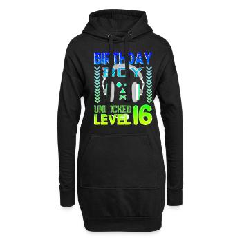 16 anniversaire célébrant les jeux vidéo de joueur drôle - Sweat-shirt à capuche long Femme - noir - Devant